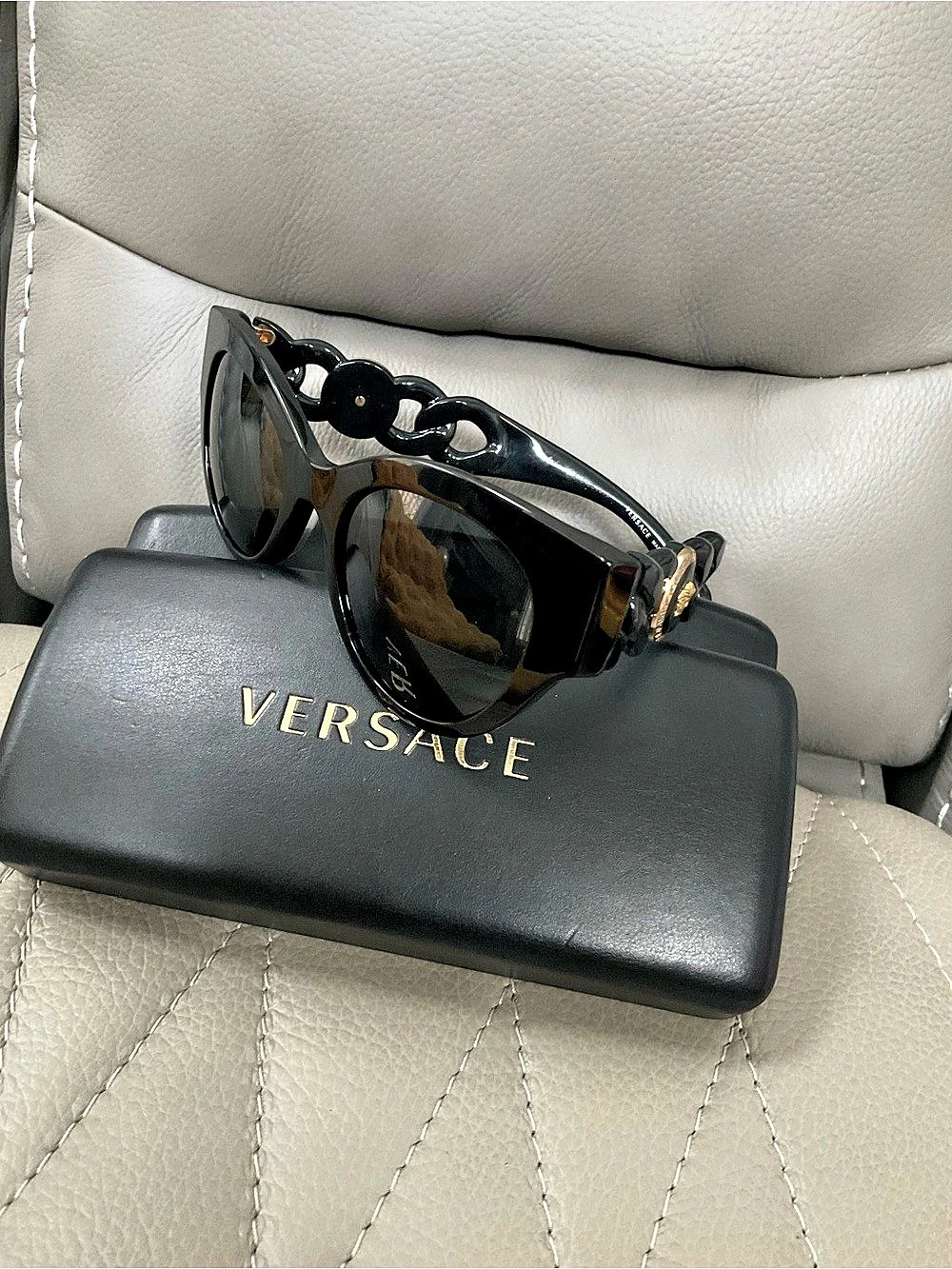 Versace VE4458 Medusa Chain Sunglasses Black Sunglasses